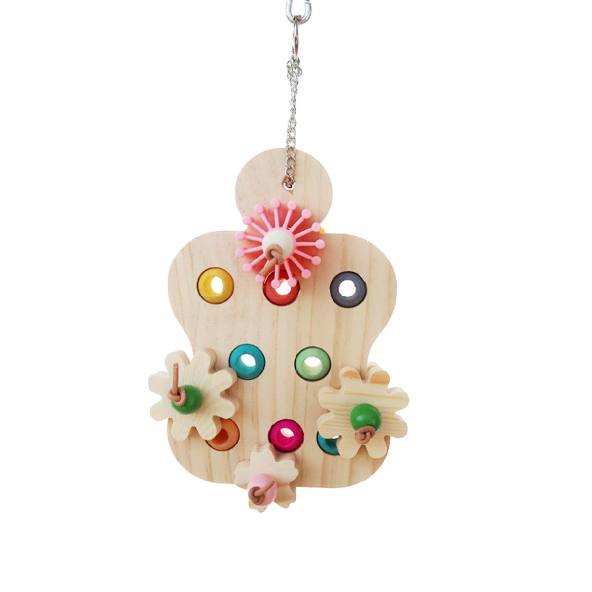 Wooden Parrot Toys Educational Interactive Chewing Nibbling Hanging Cage Toys V528-BIRD-TOY-288294