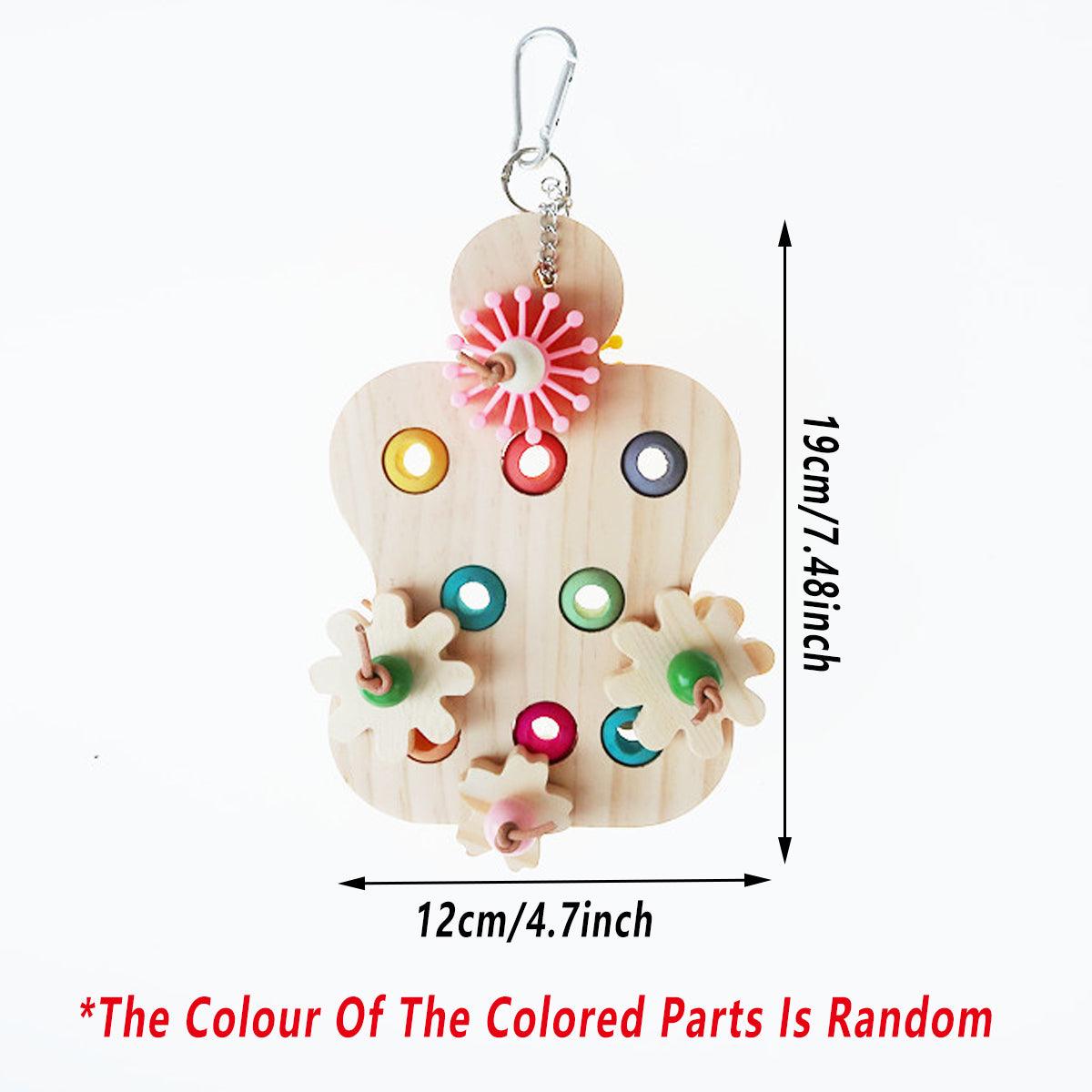 Wooden Parrot Toys Educational Interactive Chewing Nibbling Hanging Cage Toys V528-BIRD-TOY-288294