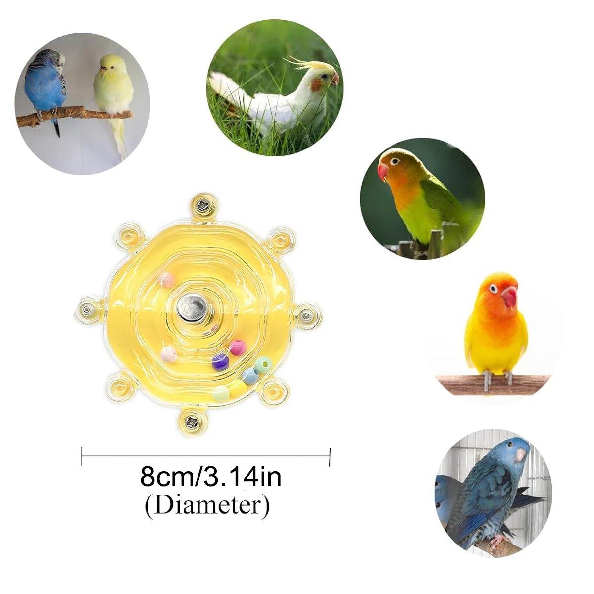 Interactive Parrot Spinning Wheel Stress Relief Toy for Small Birds Durable - Transparent V528-BIRD-TOY-TM-757230