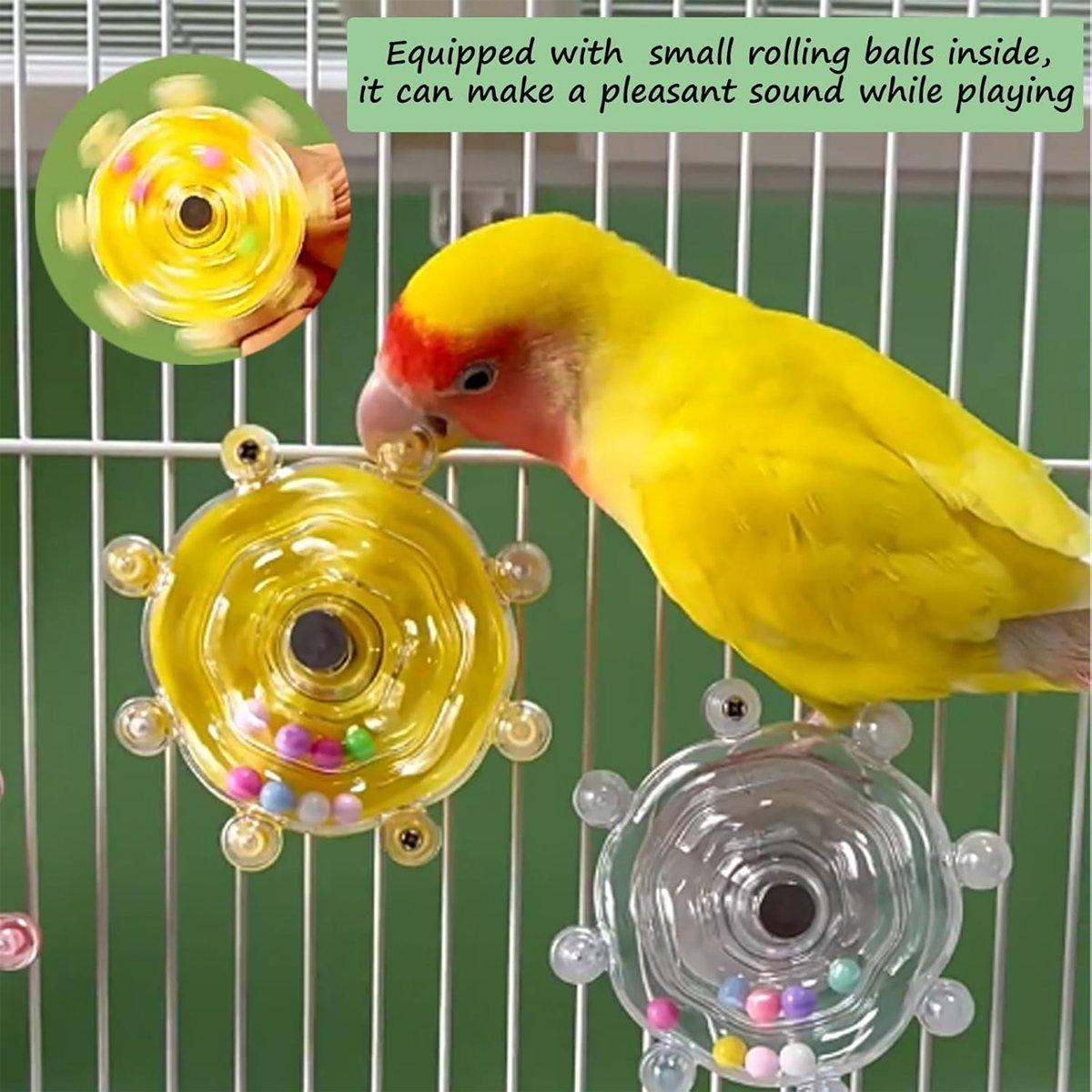 Interactive Parrot Spinning Wheel Stress Relief Toy for Small Birds Durable - Transparent V528-BIRD-TOY-TM-757230