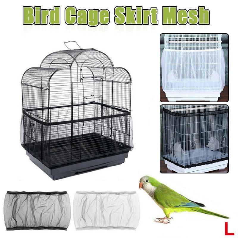 L Size Shell Skirt Mesh Cover Pet Bird Cage Guard Nylon Net Seed Catcher - White V528-BIRDCAGE-L-WHITE-73683