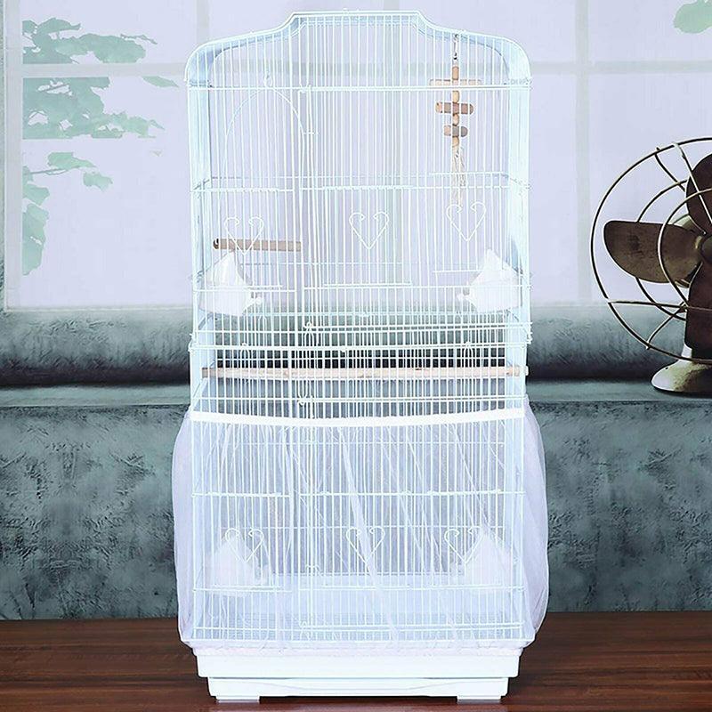 L Size Shell Skirt Mesh Cover Pet Bird Cage Guard Nylon Net Seed Catcher - White V528-BIRDCAGE-L-WHITE-73683