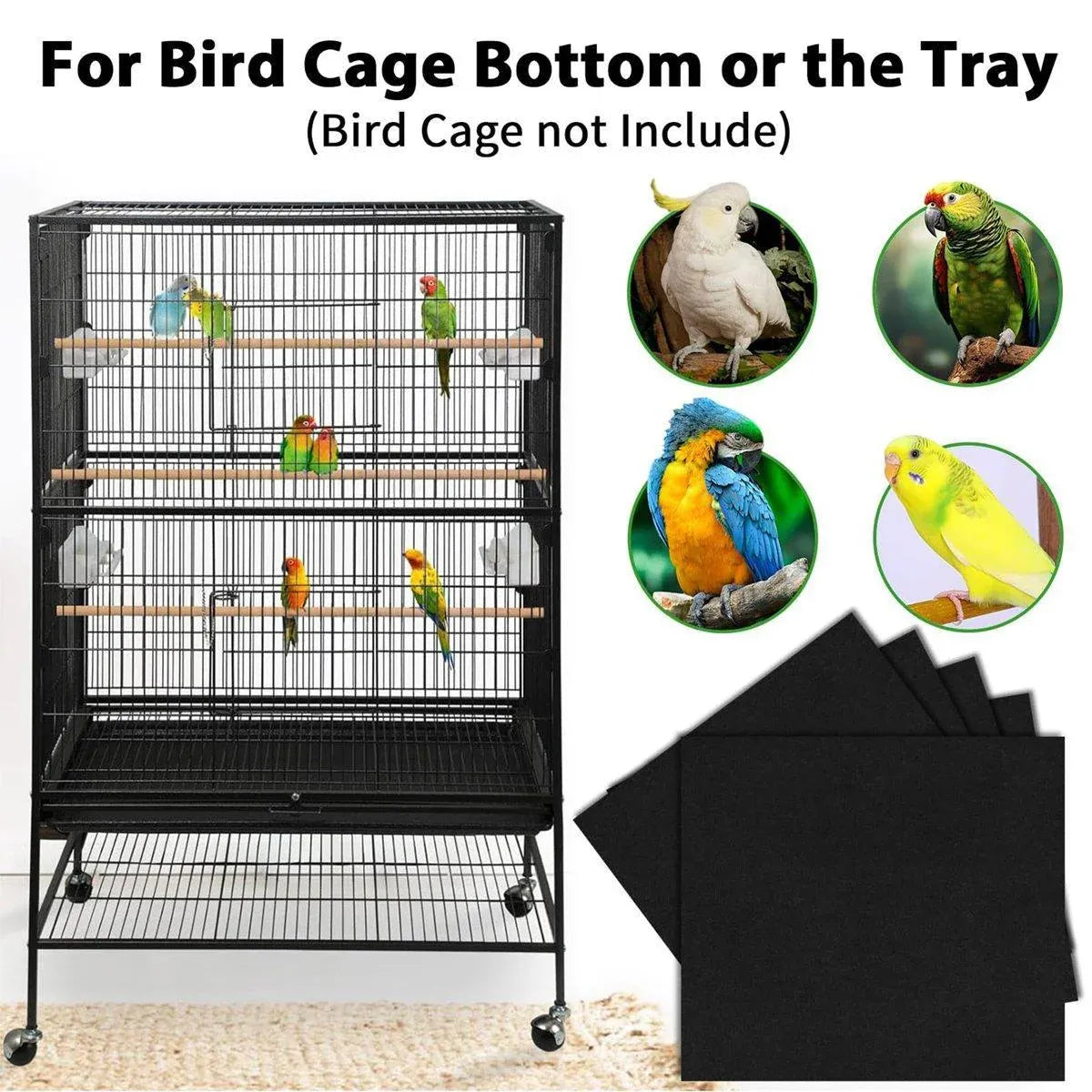30pcs Disposable Birdcage Liner Pads Pet Cage Liner Bedding for Birds and Parrot V528-BIRDCAGE-MAT-BLACK-164862