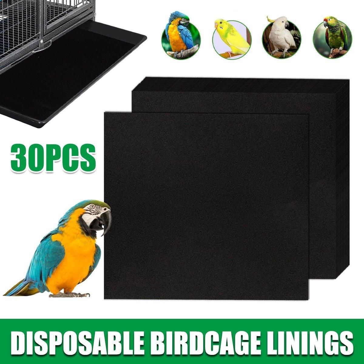 30pcs Disposable Birdcage Liner Pads Pet Cage Liner Bedding for Birds and Parrot V528-BIRDCAGE-MAT-BLACK-164862