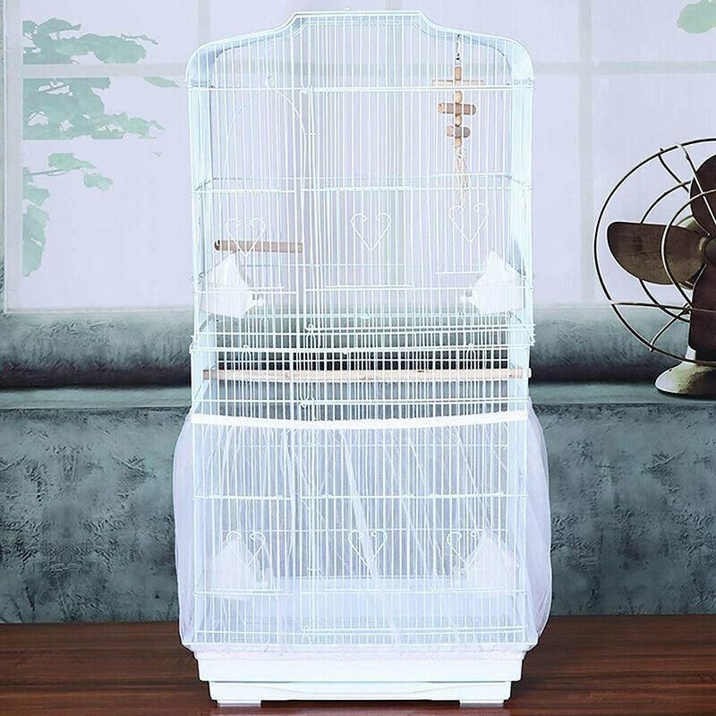 S Size Shell Skirt Mesh Cover Pet Bird Cage Guard Nylon Net Seed Catcher - White V528-BIRDCAGE-S-WHITE-52722