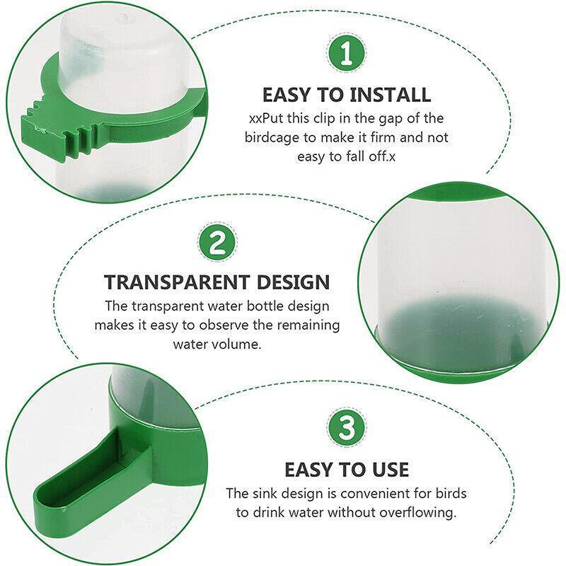 4Pcs/Set Drinker Food Feeder Water Clip For Cage Bird Parrot Cockatiel Budgie Au V528-BIRDDRINKER-4PCS-90230