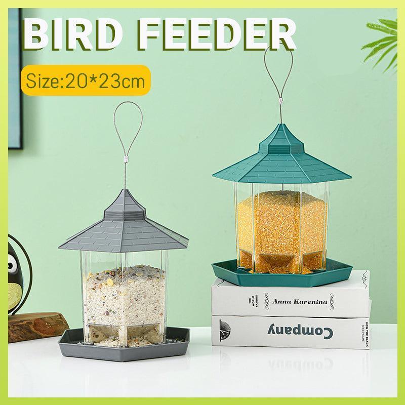 Garden Hanging Wild Bird Feeder Birds Gazebo Shape Container Waterproof Outdoor - Green V528-BIRDFEEDER-GREEN-5335454-1