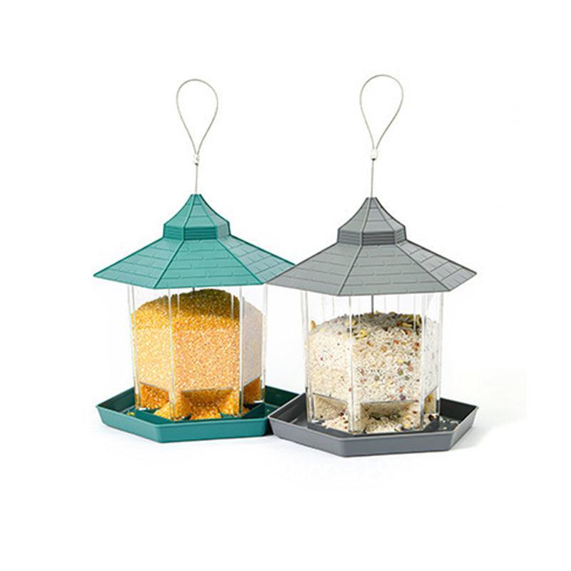 Garden Hanging Wild Bird Feeder Birds Gazebo Shape Container Waterproof Outdoor - Green V528-BIRDFEEDER-GREEN-5335454-1