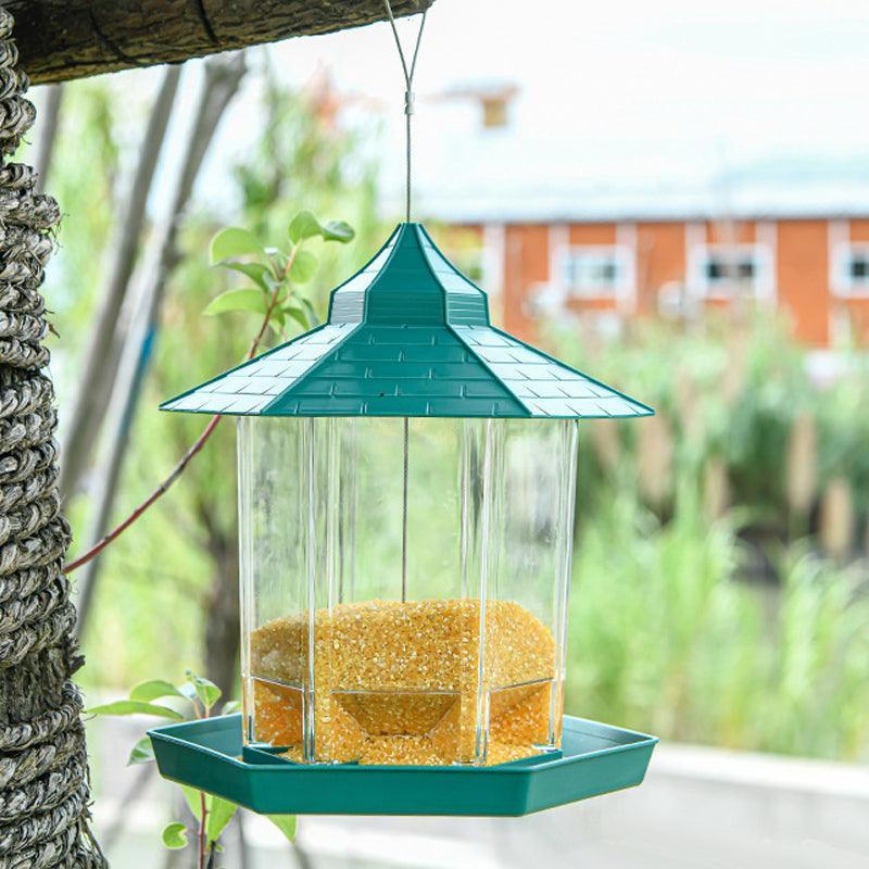 Garden Hanging Wild Bird Feeder Birds Gazebo Shape Container Waterproof Outdoor - Green V528-BIRDFEEDER-GREEN-5335454-1