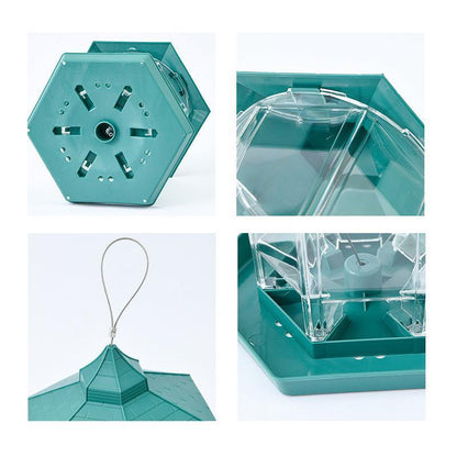 Garden Hanging Wild Bird Feeder Birds Gazebo Shape Container Waterproof Outdoor - Green V528-BIRDFEEDER-GREEN-5335454-1