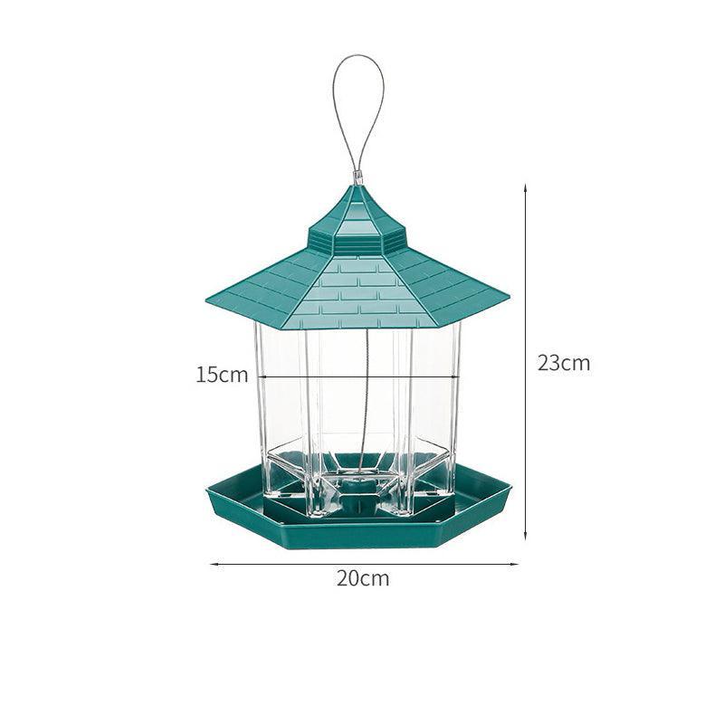 Garden Hanging Wild Bird Feeder Birds Gazebo Shape Container Waterproof Outdoor - Green V528-BIRDFEEDER-GREEN-5335454-1