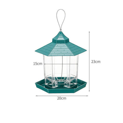 Garden Hanging Wild Bird Feeder Birds Gazebo Shape Container Waterproof Outdoor - Green V528-BIRDFEEDER-GREEN-5335454-1