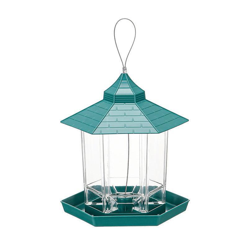 Garden Hanging Wild Bird Feeder Birds Gazebo Shape Container Waterproof Outdoor - Green V528-BIRDFEEDER-GREEN-5335454-1