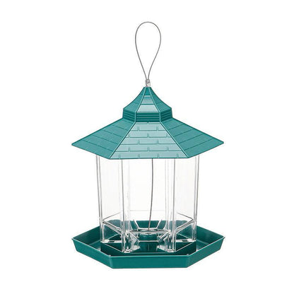 Garden Hanging Wild Bird Feeder Birds Gazebo Shape Container Waterproof Outdoor - Green V528-BIRDFEEDER-GREEN-5335454-1