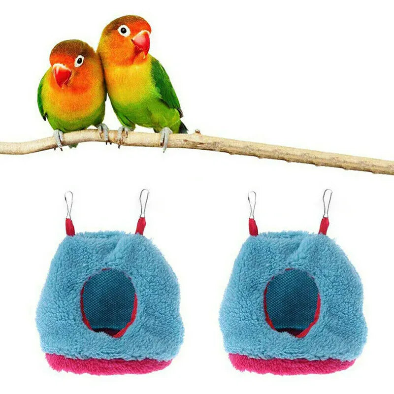 Plush Hanging Bird Nest Bed Cage Hammock for Parrots and Small Birds - L V528-BIRDNEST-BLUE-L-32521