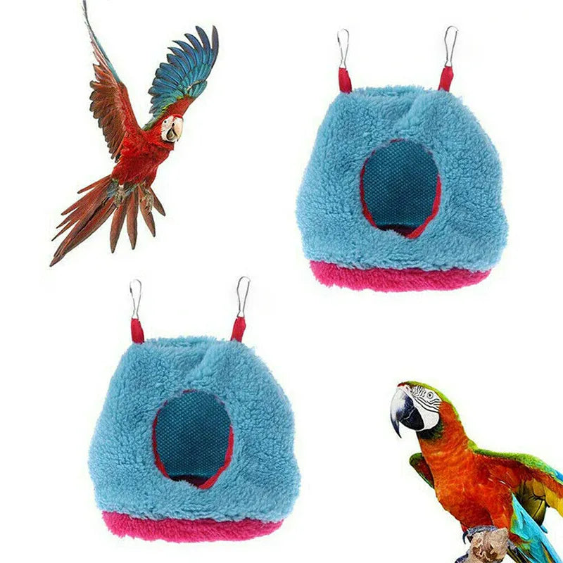 Plush Hanging Bird Nest Bed Cage Hammock for Parrots and Small Birds - L V528-BIRDNEST-BLUE-L-32521