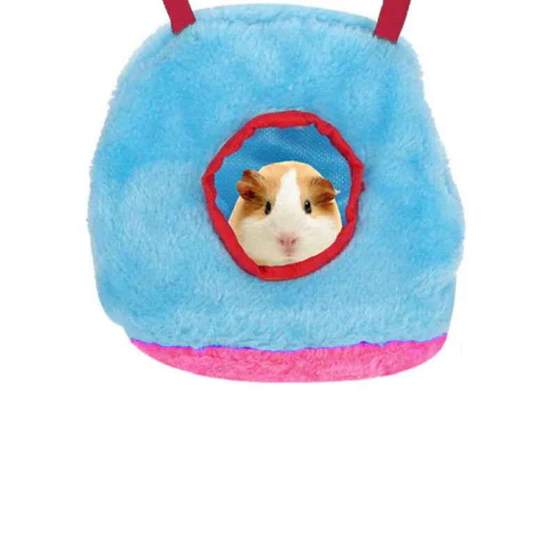 Plush Hanging Bird Nest Bed Cage Hammock for Parrots and Small Birds - L V528-BIRDNEST-BLUE-L-32521