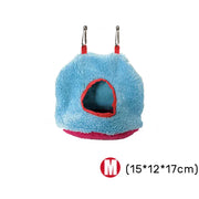 Plush Hanging Bird Nest Bed Cage Hammock for Parrots and Small Birds - L V528-BIRDNEST-BLUE-L-32521