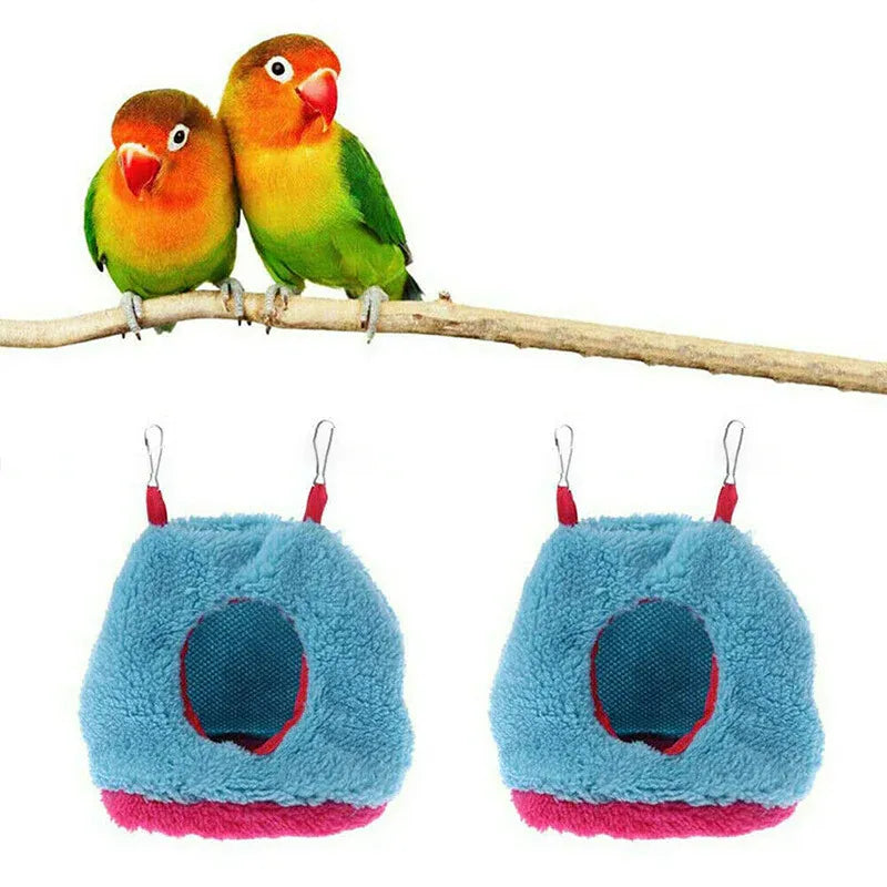 Plush Hanging Bird Nest Bed Cage Hammock for Parrots and Small Birds - M V528-BIRDNEST-BLUE-M-70146