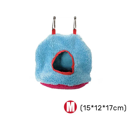 Plush Hanging Bird Nest Bed Cage Hammock for Parrots and Small Birds - M V528-BIRDNEST-BLUE-M-70146