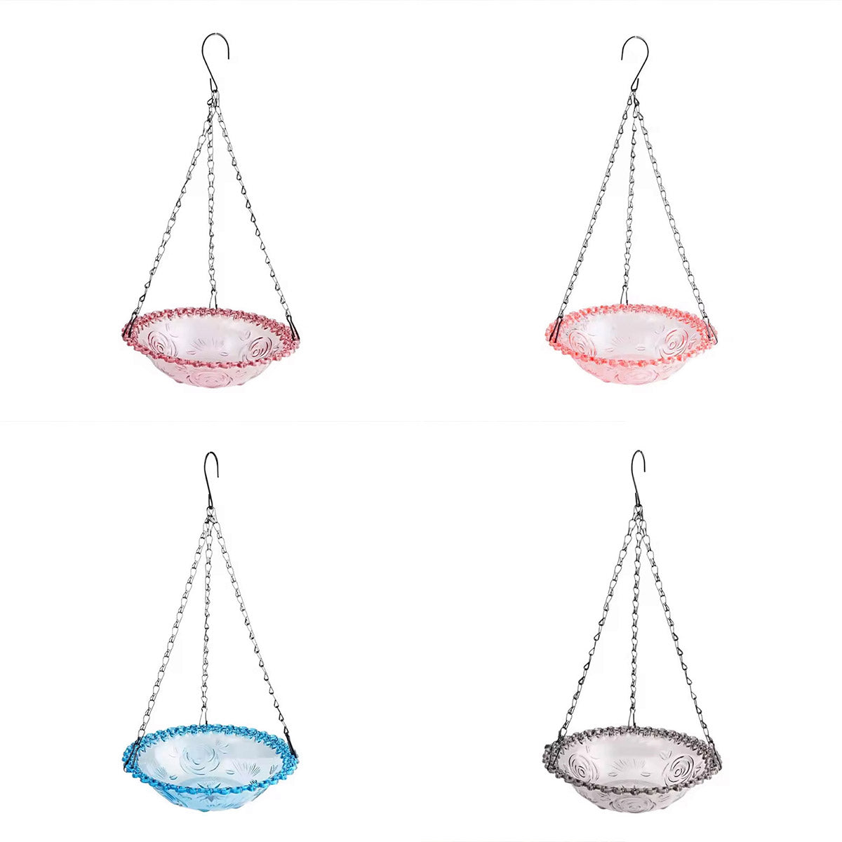 Balcony Bird Feeder Hanging Rail Mount Outdoor Suspended Feeding Station Garden - Pink V528-BIRDS-1-PINK-420566