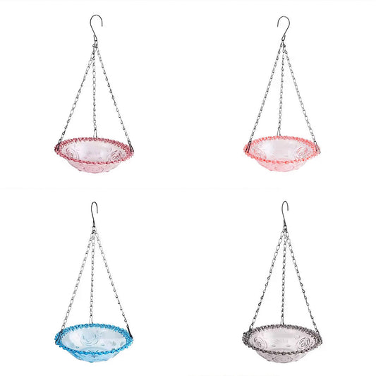 Balcony Bird Feeder Hanging Rail Mount Outdoor Suspended Feeding Station Garden - Pink V528-BIRDS-1-PINK-420566