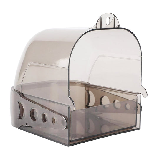Parrot Bath Box Grey Bird Cage Accessory Bathroom Bird Bathtub for Small Birds V528-BIRDS-GREY-498198