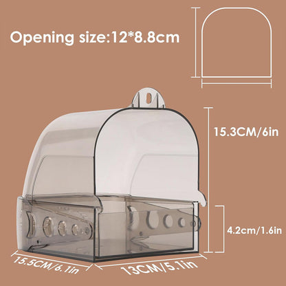 Parrot Bath Box Grey Bird Cage Accessory Bathroom Bird Bathtub for Small Birds V528-BIRDS-GREY-498198
