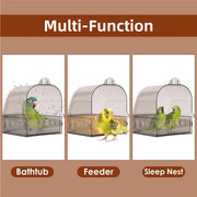 Parrot Bath Box Grey Bird Cage Accessory Bathroom Bird Bathtub for Small Birds V528-BIRDS-GREY-498198