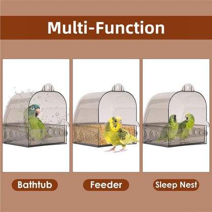 Parrot Bath Box Grey Bird Cage Accessory Bathroom Bird Bathtub for Small Birds V528-BIRDS-GREY-498198
