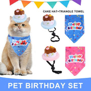 Pet Birthday Cake Hat and Triangle Towel combination Fun Party Dress Up for Pets - Blue V528-BIRTHDAY-SUIT-CD-BLUE-877275