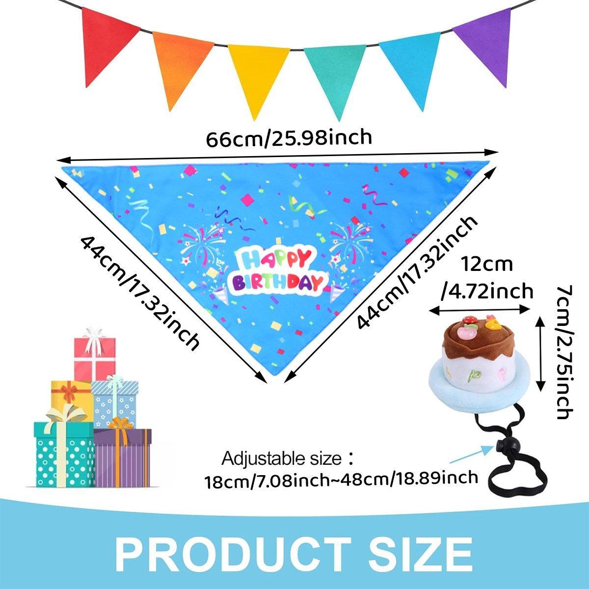 Pet Birthday Cake Hat and Triangle Towel combination Fun Party Dress Up for Pets - Blue V528-BIRTHDAY-SUIT-CD-BLUE-877275
