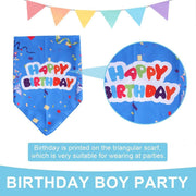 Pet Birthday Cake Hat and Triangle Towel combination Fun Party Dress Up for Pets - Blue V528-BIRTHDAY-SUIT-CD-BLUE-877275