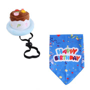 Pet Birthday Cake Hat and Triangle Towel combination Fun Party Dress Up for Pets - Blue V528-BIRTHDAY-SUIT-CD-BLUE-877275