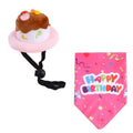 Pet Birthday Cake Hat and Triangle Towel combination Fun Party Dress Up for Pets - Pink V528-BIRTHDAY-SUIT-CD-PINK-202872