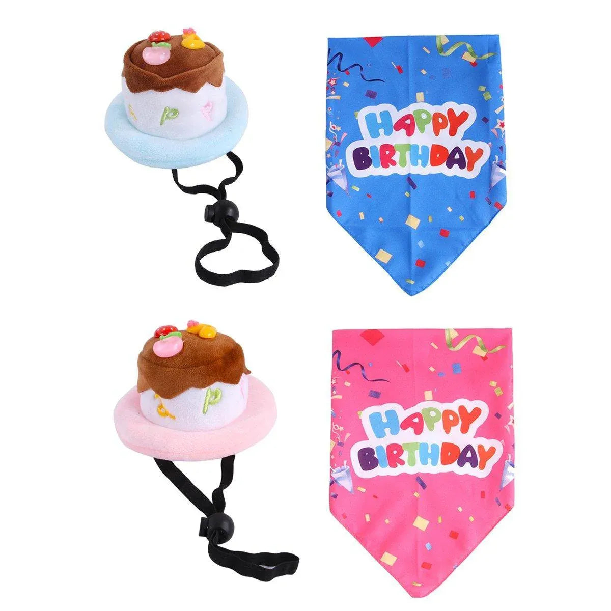 Pet Birthday Cake Hat and Triangle Towel combination Fun Party Dress Up for Pets - Pink V528-BIRTHDAY-SUIT-CD-PINK-202872