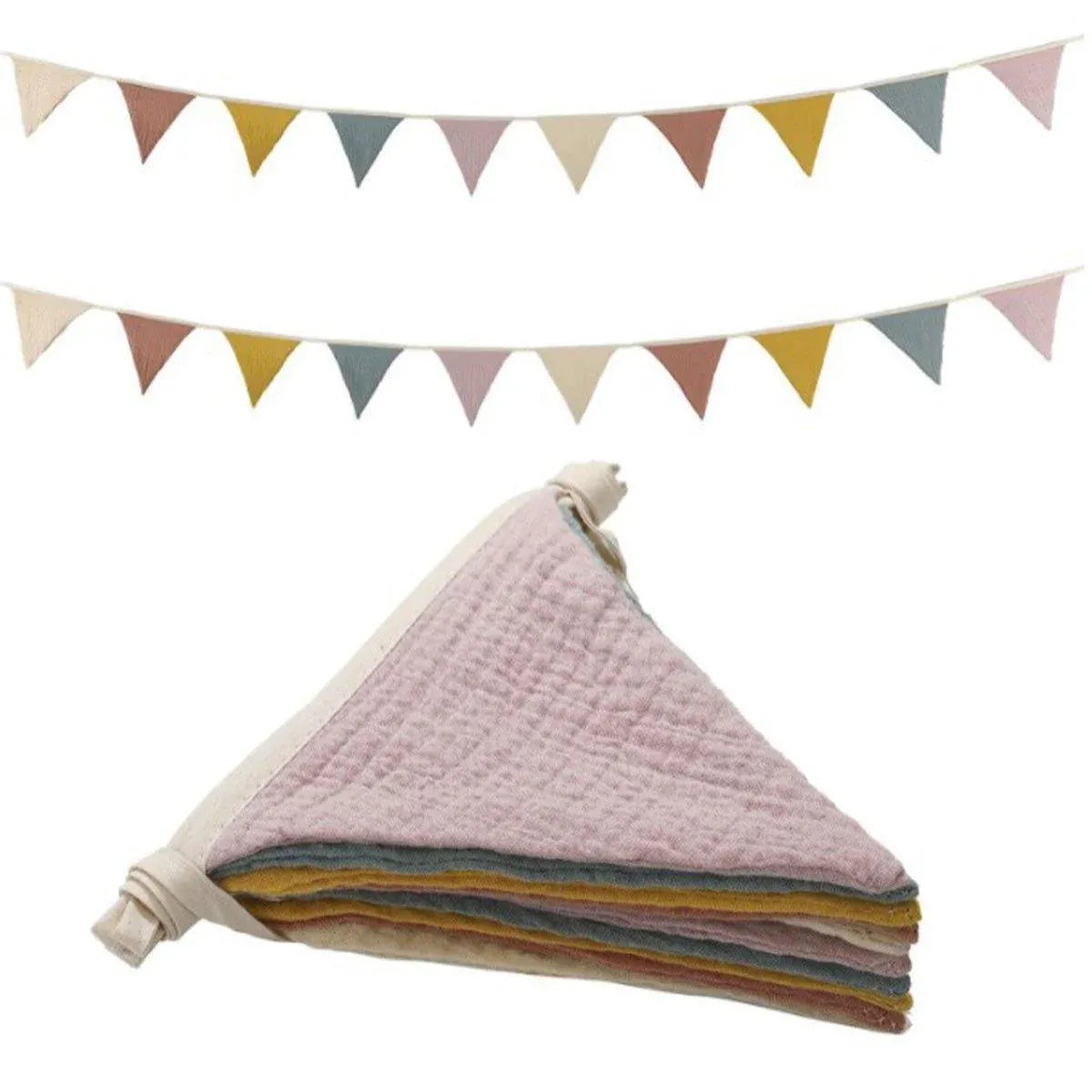 2PCS Triangle Bunting Flag Garland Hanging Flag Banner for Wedding Parties V528-BIRTHDAYBUNTING-MORANDI-2BAG-294428