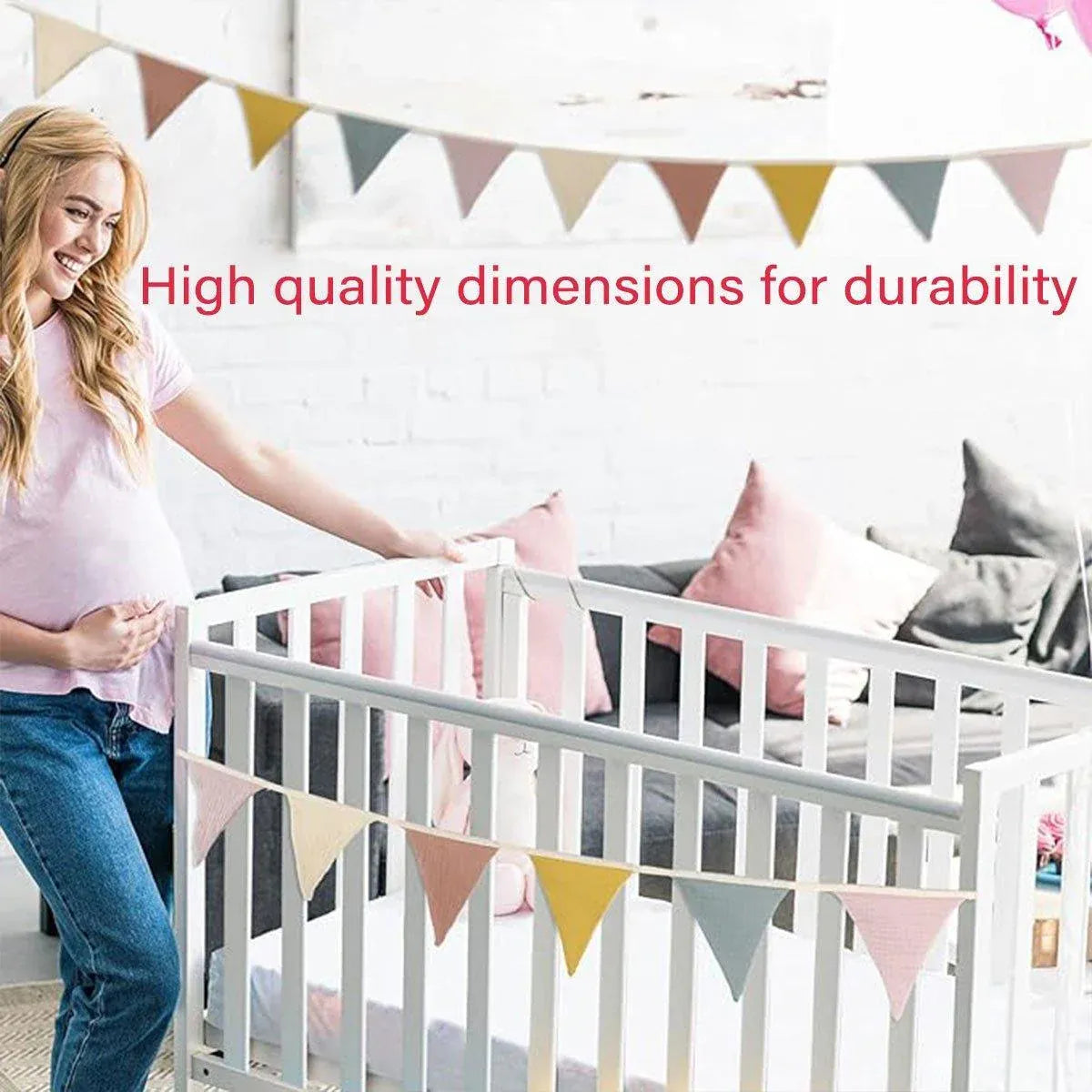 2PCS Triangle Bunting Flag Garland Hanging Flag Banner for Wedding Parties V528-BIRTHDAYBUNTING-MORANDI-2BAG-294428