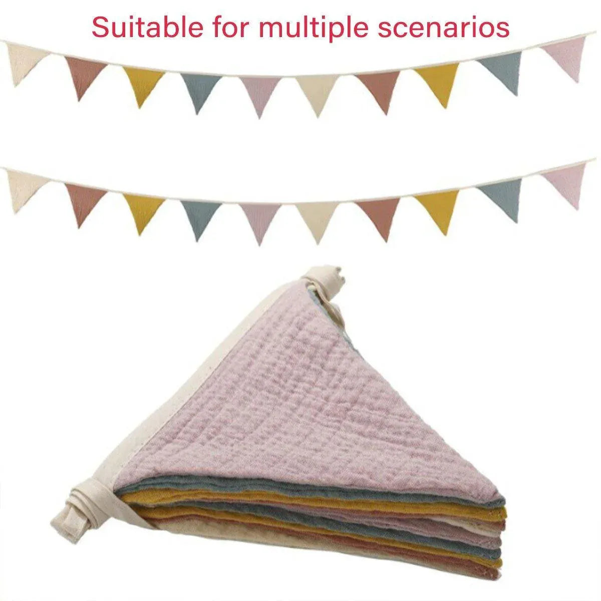 2PCS Triangle Bunting Flag Garland Hanging Flag Banner for Wedding Parties V528-BIRTHDAYBUNTING-MORANDI-2BAG-294428
