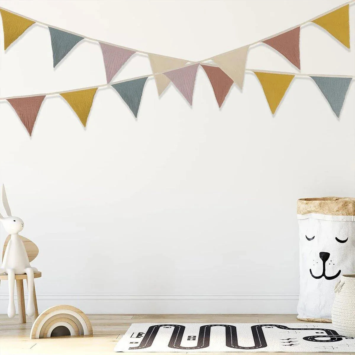 2PCS Triangle Bunting Flag Garland Hanging Flag Banner for Wedding Parties V528-BIRTHDAYBUNTING-MORANDI-2BAG-294428