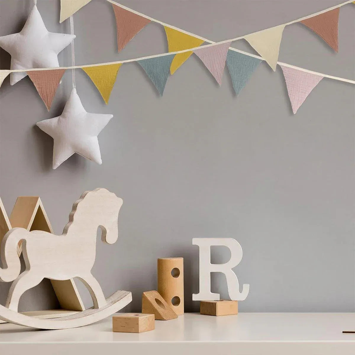 2PCS Triangle Bunting Flag Garland Hanging Flag Banner for Wedding Parties V528-BIRTHDAYBUNTING-MORANDI-2BAG-294428