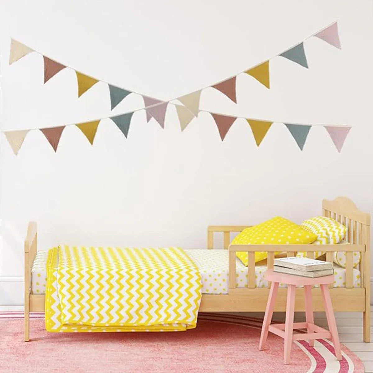2PCS Triangle Bunting Flag Garland Hanging Flag Banner for Wedding Parties V528-BIRTHDAYBUNTING-MORANDI-2BAG-294428