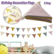 2PCS Triangle Bunting Flag Garland Hanging Flag Banner for Wedding Parties V528-BIRTHDAYBUNTING-MORANDI-2BAG-294428