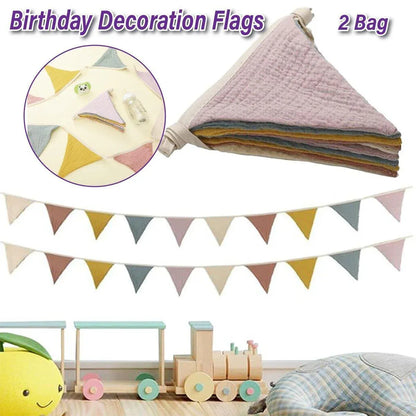2PCS Triangle Bunting Flag Garland Hanging Flag Banner for Wedding Parties V528-BIRTHDAYBUNTING-MORANDI-2BAG-294428