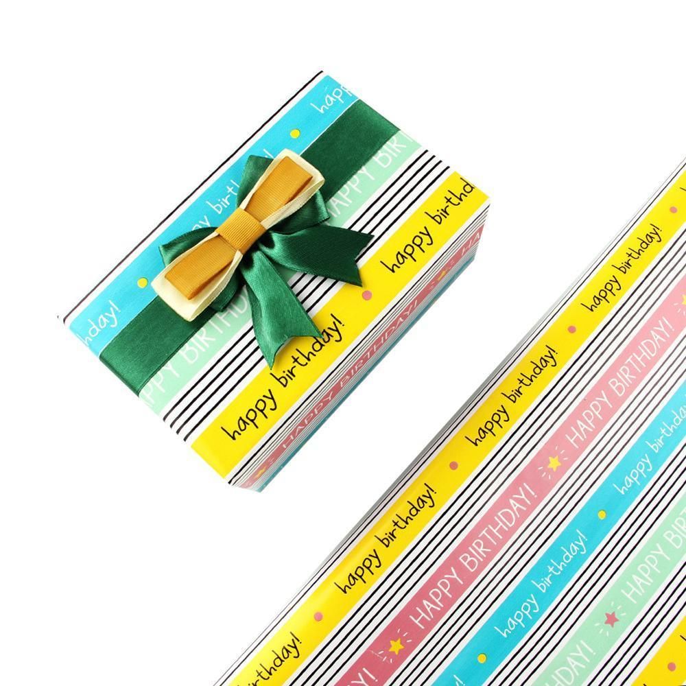20pcs Cute Animal Cartoon Gift Wrapping Paper for Toys Bookskin and Crafts - Striped Birthday-20PCS V528-BIRTHDAYS-PAPER-20PCS-TWSR-417825