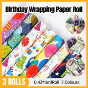 3 Pack Colorful Celebration with Premium Present Wrapping Paper - QQLW V528-BIRTHDAYS-PAPER-3PCS-QQLW-442732
