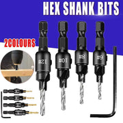 4PCS Screw Countersink Bit Set Pilot Holre Drill Metal Plastic Wood Hex Shank - Gold V528-BITSET-4PCS-GOLD-683801