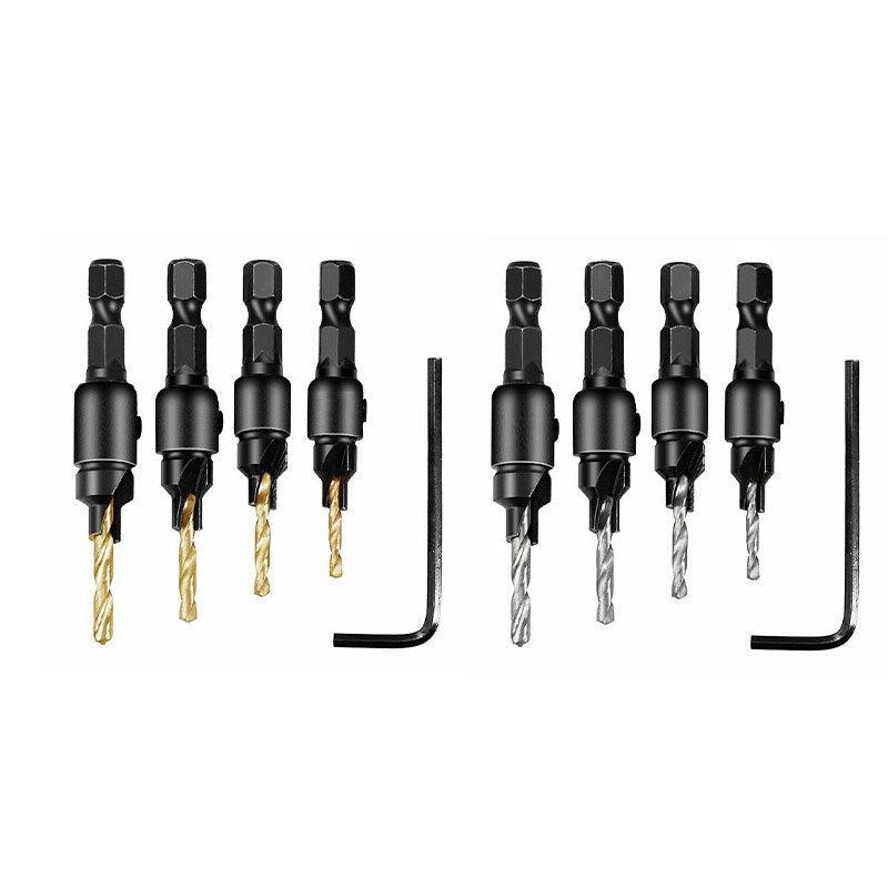 4PCS Screw Countersink Bit Set Pilot Holre Drill Metal Plastic Wood Hex Shank - Gold V528-BITSET-4PCS-GOLD-683801