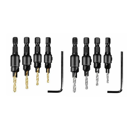 4PCS Screw Countersink Bit Set Pilot Holre Drill Metal Plastic Wood Hex Shank - Gold V528-BITSET-4PCS-GOLD-683801