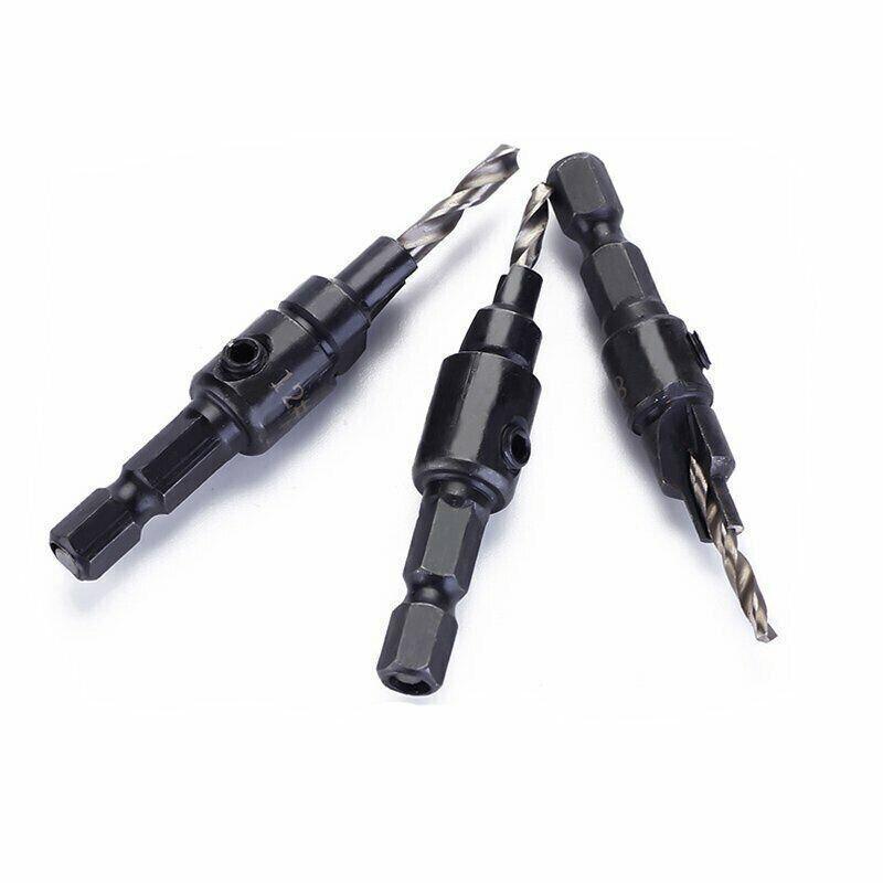 4PCS Screw Countersink Bit Set Pilot Holre Drill Metal Plastic Wood Hex Shank - Gold V528-BITSET-4PCS-GOLD-683801